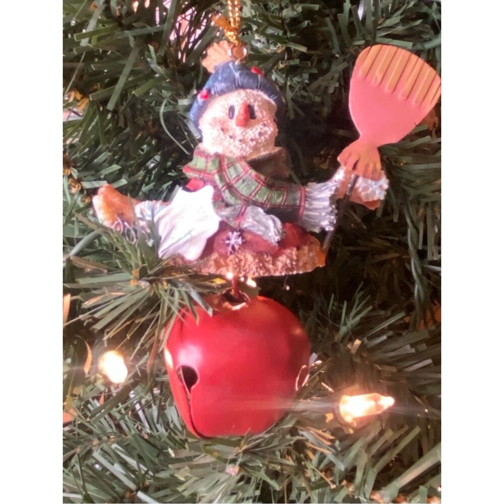 Vintage Ceramic Snowman Ornament Holiday Decor Christmas Tree Ornament Rustic